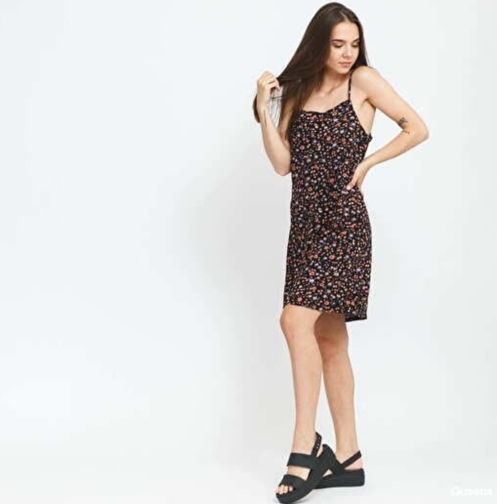 Vans Black Midi Dress with Pink & Lavender Floral Print